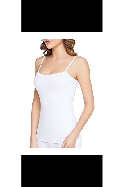 Tutku Plain White Undershirt with Rope Strap 6 Pcs