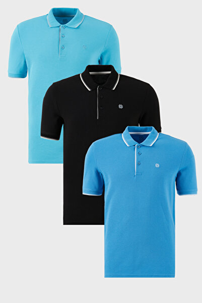 Buratti Βαμβακερή λεπτή εφαρμογή με λεπτομέρεια με κουμπιά γιακά πόλο 3 πακέτ...