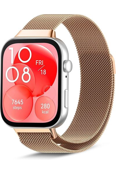 O Ozone Strap Compatible with Huawei Watch Fit 4 / Fit 4 Pro/Fit 3, Metal Mesh with Magnetic Closure, Milan