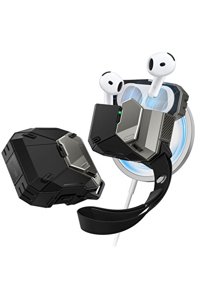 Royal Husa pentru Apple AirPods 4, U68, Policarbonat, Black