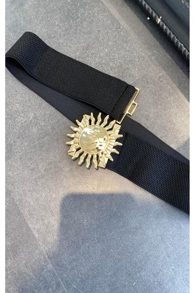 Desre Moda Gold Elastic Corset Belt with Sun Buckle