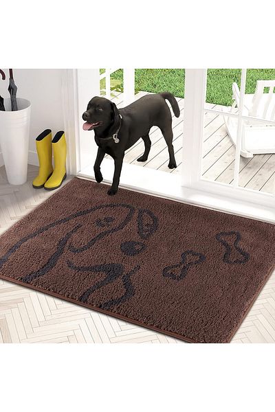 PURRUGS entrance mat, microfiber/TPR, brown, 50 x 80 cm