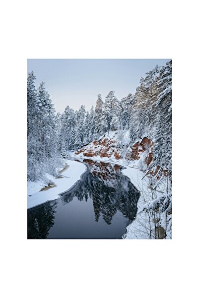 OEM Pictură pe pânză - „Tărâmul iernii și apa liniștită”