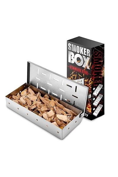 Royal Grill Smoker Box, Stainless Steel, 9.6x4.4x22.2 cm, Silver