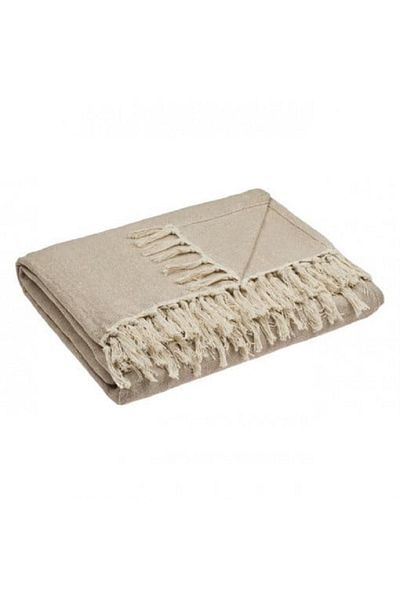 OEM Decorative cotton throw for 3-seater sofa, size 280x170 cm, Beige