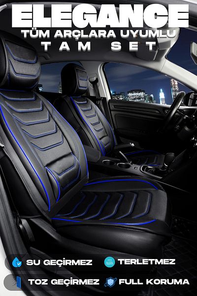 PlusOto Full Orthopedic Anti-Sweat Elegance Series Auto Seat Cover Compatible with All Vehicles Set of 5
