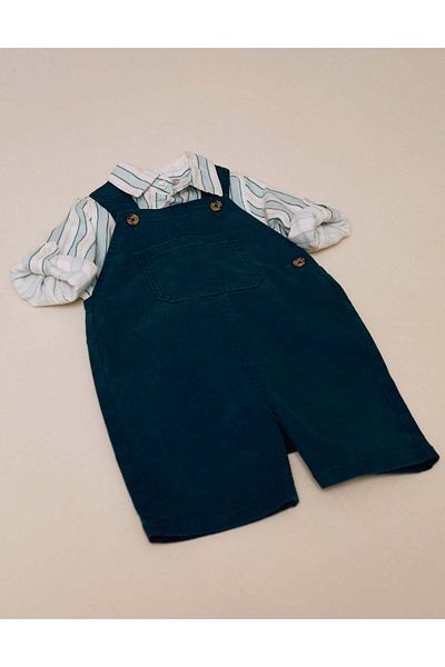 Ziddy Denim Dungarees for Baby Boys, Dark Green