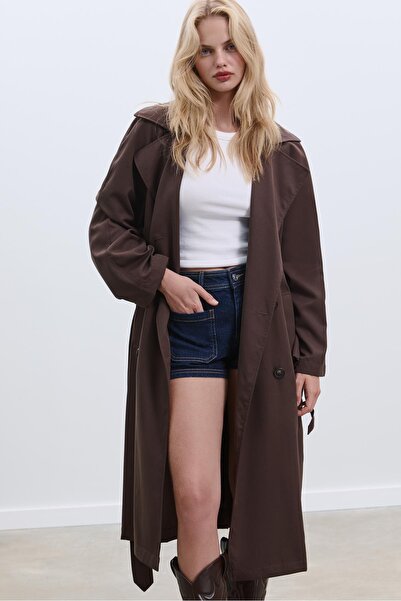 Stradivarius Uzun Dökümlü Oversize Trençkot