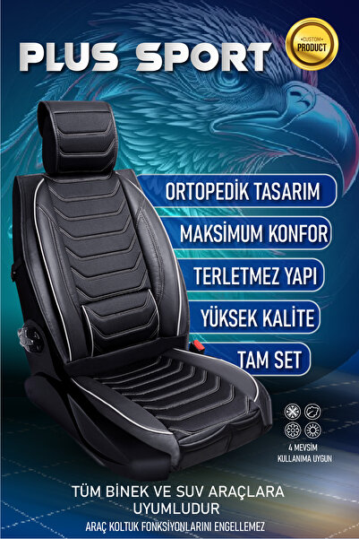 PlusOto Full Orthopedic Anti-Sweat Elegance Series Auto Seat Cover Compatible with All Vehicles Set of 5