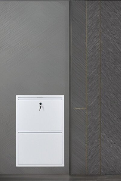 Arinna 2'li Kilitli Beyaz Metal Ayakkabılık