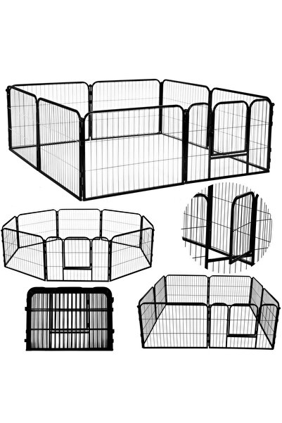 SERSIMO Tarc pentru animale de companie, din fier, forma configurabila, cu usa de acces, 160x160x60cm, negru