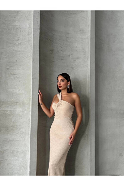 hibiscus One Shoulder Pleated Dress