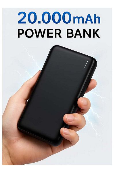 Generic High-Capacity 20,000mAh USB-C Power Bank – Fast Charging Portable Charger with 2 USB Outputs – T