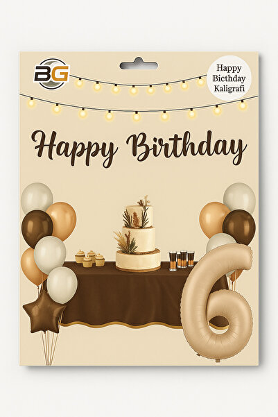 Ege Pastacılık Happy Birthday Calligraphy Banner Coffee Color