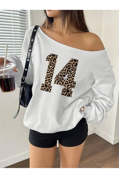 Machetta Women's 14 Printed Boat Neck Sweatshirt