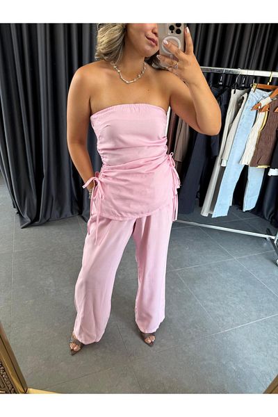 BÜŞRA PERKER Strapless Suit with Gathered Side Detail
