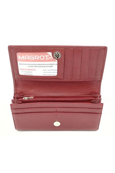 Magrot Women's wallet, made of genuine leather, Bordeaux red, Hassion A-03 red