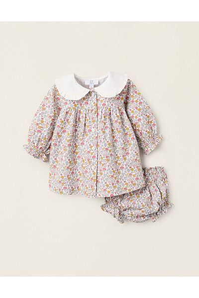 Ziddy Dress + Bloomers Floral for Newborn Girls, Multicolour