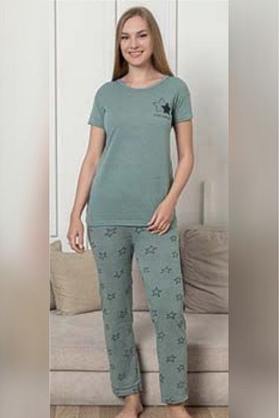 Farya Home Ecodream Short Sleeve Patterned Economic Women's Pajama Set