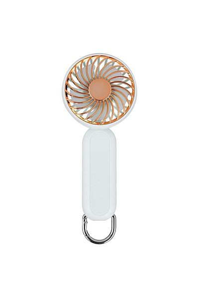 2DAYFIND Portable Fan with USB Port, 3 Speeds, 1200mAh, W149, Polycarbonate, Gold Beige