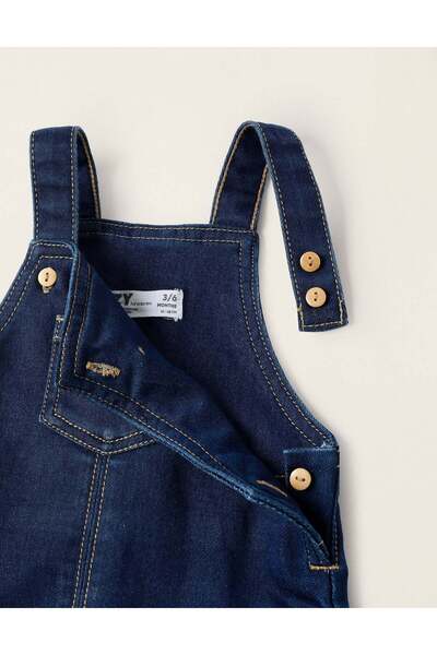 Ziddy Denim Pinafore Dress for Newborns, Blue