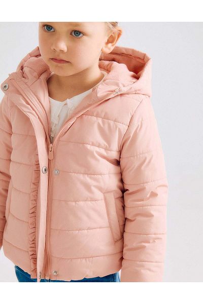 Ziddy Padded Jacket with Hood and Polar Lining for Girls, Pink