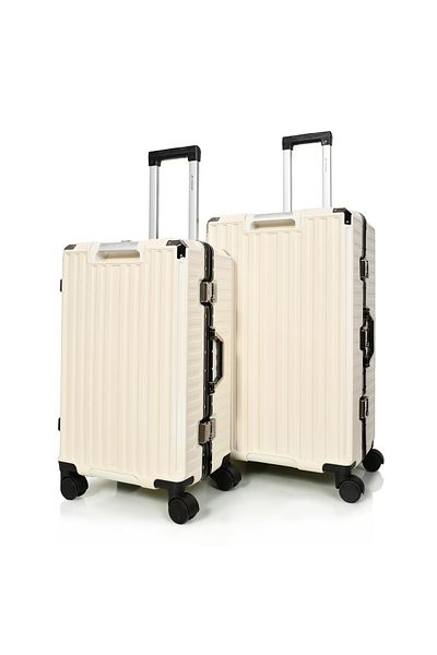 MORANO Morano Women's Luggage Set with Aluminum Frame, Stylish Design, and Security Numbered Lock, Beige, Size: 28-24-20 inches