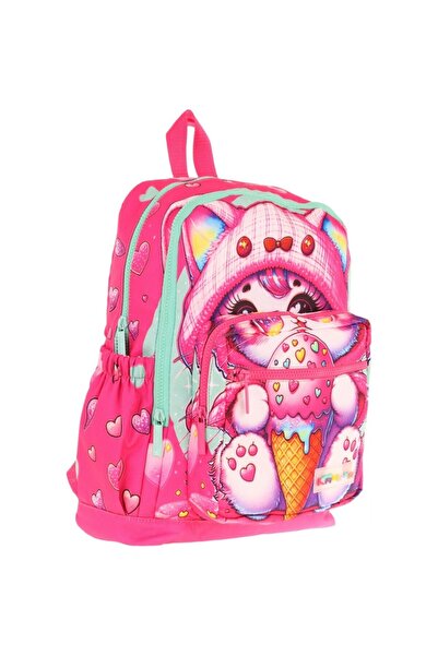 KAUKKO Τέσσερις θήκες (Κορίτσι - Ροζ - Γάτα που τρώει παγωτό) - Σακίδιο πλάτη...