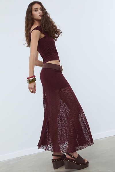 Stradivarius Lace midi skirt