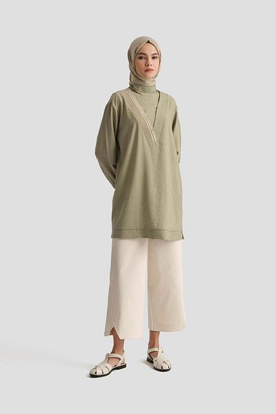 Armine New Season Strawberry Fabric Sleeves Ribbed Tunic Ayci4143