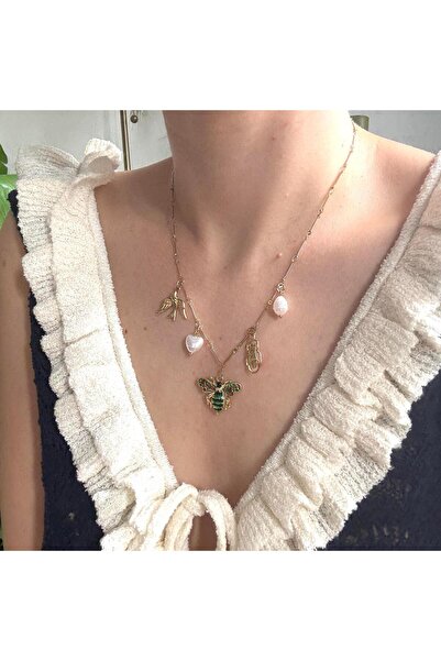 Alice İsstanbul Çelik Arı&Kırlangıç Charm Kolye