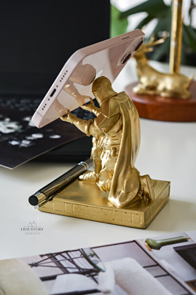 jeane home decor Şövale Kalem Ve Telefon Tutucu Tasarım Gold Altın Renk Hediy...