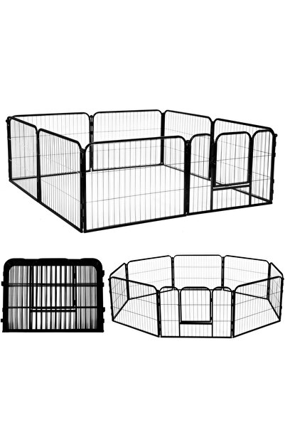 SERSIMO Tarc pentru animale de companie, din fier, forma configurabila, cu usa de acces, 160x160x60cm, negru