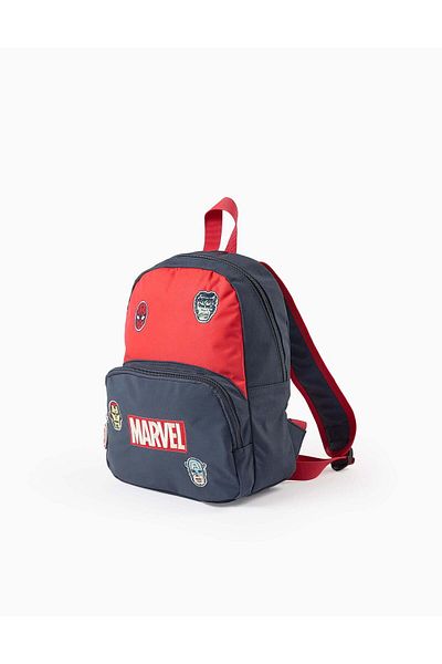 Ziddy Marvel Embroidered Backpack for Babies and Boys, Dark Blue/Red