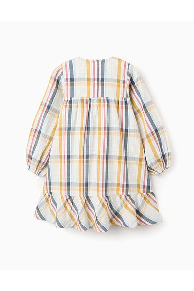 Ziddy Cotton Checked Dress for Girls 'B&S', Multicolour