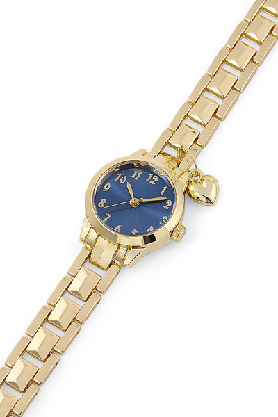 SPECTRUM PREMİUM Spectrum Minimal Case Round Dial Heart Charm Detailed Metal Cord Women Wrist Watch