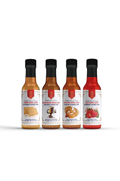 Nish Coffee Nish Petibör, Irish Cream, Toffee Nut, Çilek Aromalı Şurup 4'lü Set (4x250 ML)-Pet Şişe