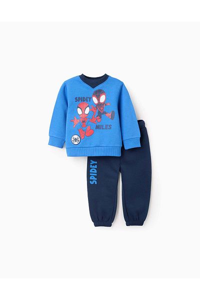 Ziddy Cotton Brushed Tracksuit for Baby Boys 'Spidey', Blue