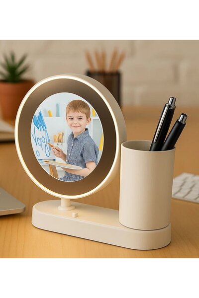 Bk Gift Kişiye Özel Fotoğraflı Kalemlikli Yuvarlak Sihirli Ayna, Ev Hediyesi,...