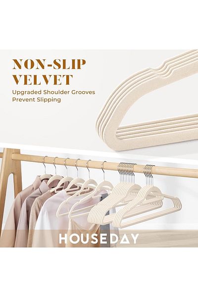 Saharaz 100 PCS Velvet Hangers,Non-Slip with 360° Rotating Hook,Ideal for Suits,Dresses More,Lvory White