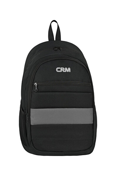 CRM Unisex Siyah Gri Detaylı Okul ve Günlük Kullanıma Uygun Sırt Çantası