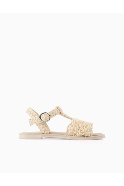 Ziddy Rope Sandals with Buckle for Girls, Beige