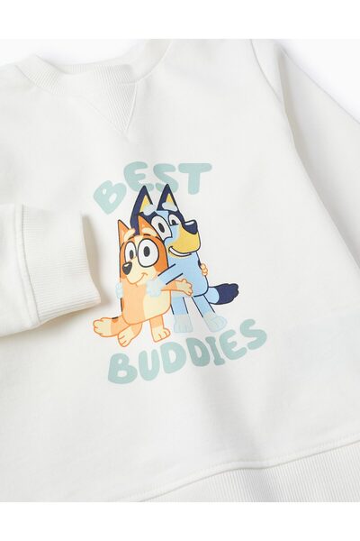 Ziddy Cotton Tracksuit for Newborns 'Bluey & Bingo', White/Green