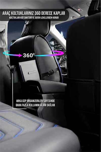 PlusOto Full Orthopedic Anti-Sweat Elegance Series Auto Seat Cover Compatible with All Vehicles Set of 5