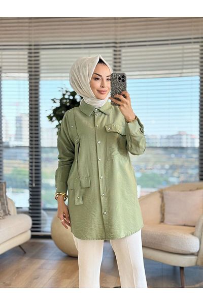 ALANURMODA 2093 Front Long Stripe and Stone Shirt