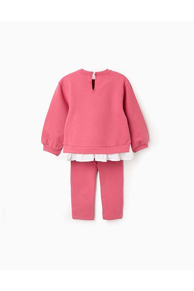 Ziddy Tracksuit with Ruffles for Baby Girls 'Bow', Pink