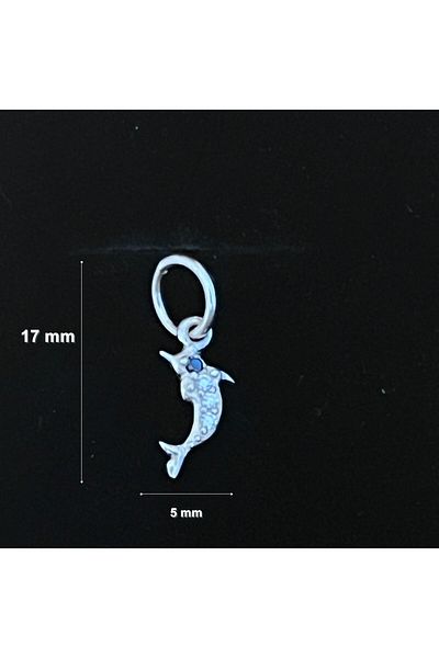 Flippy Pandantiv din Argint 925 Jolie Silver, Model Delfin cu Zirconii, 17 x 5 mm, 0.5 g
