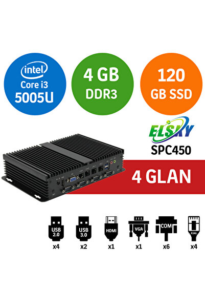 Elsky SPC450 i3 5005U 4GB 128GB SSD Firewall Endüstriyel Mini Pc