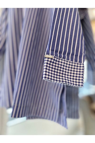 Invee 7082 Striped Cotton Shirt - Navy Blue