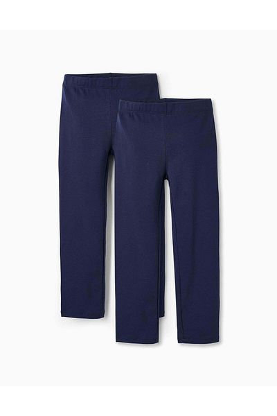 Ziddy Pack of 2 Pairs of Leggings for Girls, Dark Blue